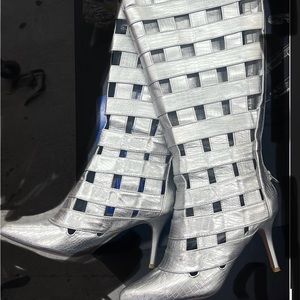 Silver cut out boots